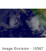 #10567 Picture Of Hurricane Olaf And Tropical Storm Nora