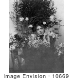 #10669 Picture Of Ethel Barrymore Posing With Flowers