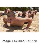 #10779 Picture of Marine Soldiers Doing Doing Squad Push-ups in Sand by JVPD