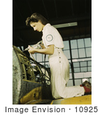 #10925 Picture of a Female Riveter Assembling an Airplane by JVPD