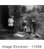 #11058 Picture of Sad Children Burying a Dead Pet Bunny Rabbit by JVPD