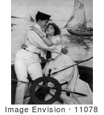 #11078 Picture of a Sailor Couple Embracing on a Ship by JVPD