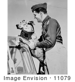 #11079 Picture of a Dog Wearing Goggles, Boarding a Plane by JVPD