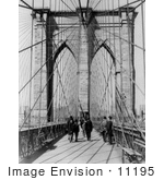 #11195 Picture Of People On The Brooklyn Bridge
