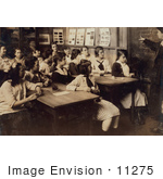 #11275 Picture Of A Teacher Pointing To A Chalkboard Students Watching