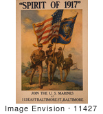#11427 Picture Of Soldiers With Flags Spirit Of 1917