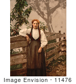#11476 Picture of a Norwegian Woman by a Fence by JVPD