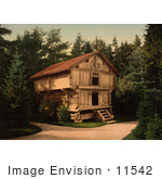 #11542 Picture Of A Building In Forest Stabur Bygdo Norway