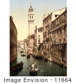 #11664 Picture Of Gondolas And Waterfront Buildings Venice