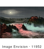 #11952 Picture of a Bridge, Rhine Falls and Laufen Castle at Night by JVPD