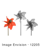 #12205 Picture of a Red Pinwheel With Black and White Pinwheels by Jamie Voetsch