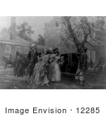 #12285 Picture of Benjamin Franklin Seated in a Sedan Chair, Speaking With 3 Women and a Man With Two American Indians in the Background by JVPD
