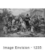 #1235 Stock Photo of The First Thanksgiving, 1621 by Jean Louis Gerome Ferris by JVPD