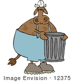 #12375 Cow Taking Out The Trash Clipart