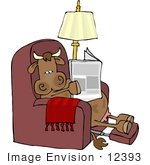 #12393 Cow In A Recliner Reading A Newspaper Clipart