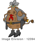 #12394 Cow Dressed As A Cowboy Clipart