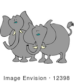 #12398 Two Elephants Clipart