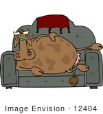 #12404 Couch Potato Cow Clipart