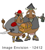 #12412 Cows Dressed As Pirates Clipart