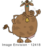 #12418 Mad Brown Cow Clipart
