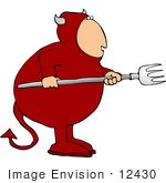 #12430 Devil With A Pitchfork Clipart