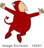 #12431 Jumping Male Devil Clipart