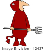 #12437 Devil With A Pitchfork Clipart