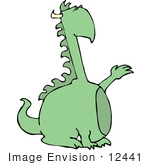 #12441 Green Dragon Clipart