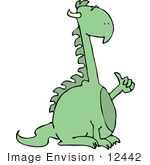 #12442 Dragon With His Thumb Up Clipart