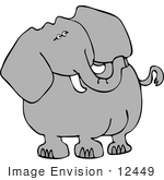 #12449 One Elephant With Tusks Clipart