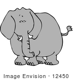 #12450 Elephant Facing Front Clipart