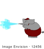 #12456 Elephant Spraying From Trunk Clipart