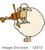 #12473 Sheep Playing A Violin Clipart