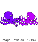 #12494 Two Octopuses Clipart