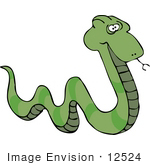 #12524 Green Snake Clipart