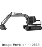 #12535 Backhoe Excavator Clipart