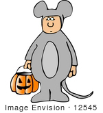 #12545 Boy In A Mouse Costume On Halloween Clipart