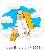 #12561 Male Angel Sitting On A Cloud Clipart