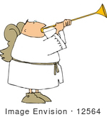 #12564 Angel Playing A Trumpet Clipart