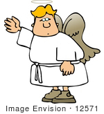 #12571 Male Angel Holding Out His Hand Clipart