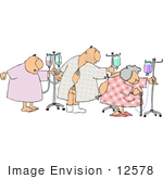 #12578 Two Men And A Woman In Hospital Gowns Clipart