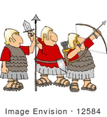 #12584 Three Roman Soldiers Clipart