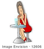 #12606 Woman Having A Drink Clipart