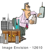 #12610 Male Architect With Building Models Clipart