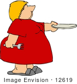 #12619 Overweight Woman Wanting Seconds Clipart