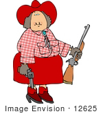 #12625 Annie Oakley Cowgirl With Guns Clipart