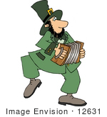 #12631 Leprechaun Playing An Accordion Clipart