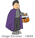 #12639 Boy In A Vampire Costume On Halloween Clipart