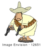 #12651 Male Mexican Bandito With Pistils Clipart