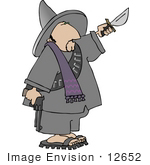 #12652 Bandito With A Gun And Knife Clipart